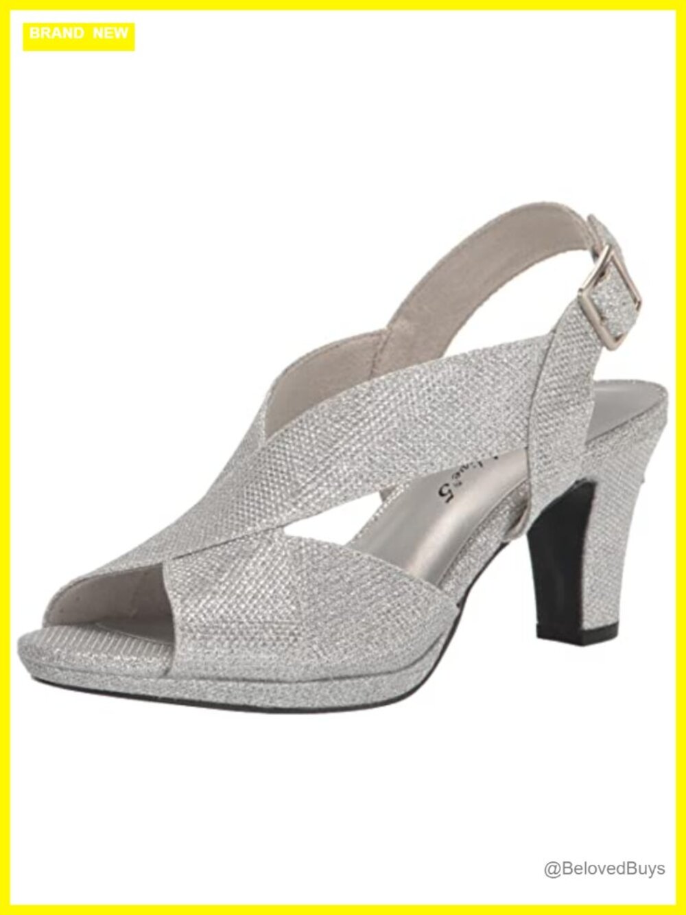 Easy Street Christy Faux Leather Peep Toe Heeled Sandals 2.25" Dress Heel